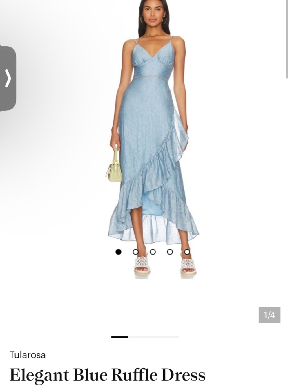 Tularosa Powder Blue Ruffle High-Low Slip Dress - Picture 2 of 4